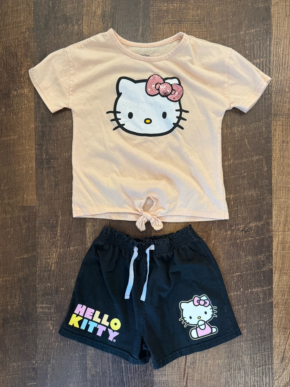 Hello Kitty tee and shorts set with Colorful Logo and Character